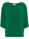 Alberto Biani Dark Green Cady Blouse In Green