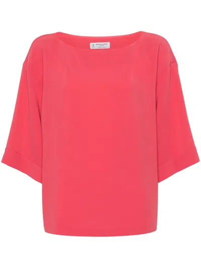 Alberto Biani Boat-neck Cady Blouse In Pink