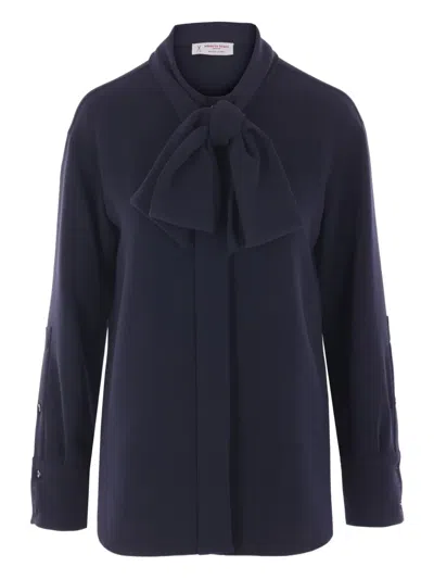 Alberto Biani Bow-detail Blouse In Blue
