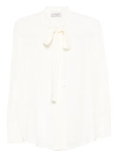 Alberto Biani Bow-neck Silk Shirt In Multi