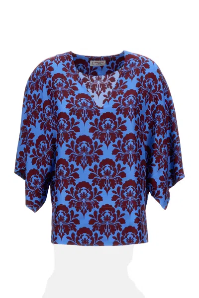 Alberto Biani Boxy Light Blue Silk Blouse