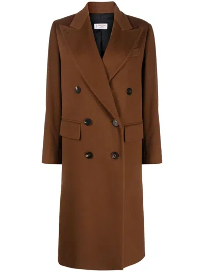 ALBERTO BIANI BROWN DOUBLE-BREASTED WOOL COAT
