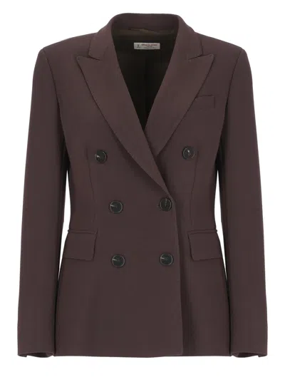 Alberto Biani Brown Double-breasted Classic Lapel Tailored Jacket