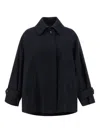 Alberto Biani Wool Coat With Wide Sleeves And Front Pockets In Blue