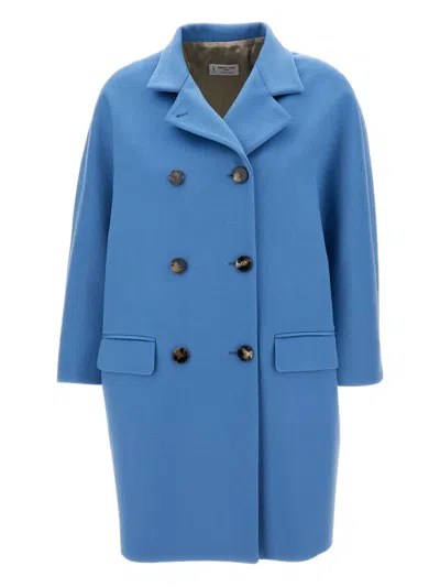 Alberto Biani Button Fastening Pocket Coat In Blue