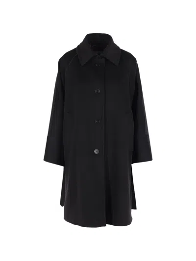 Alberto Biani Button-fastening Raglan-sleeve Coat In Black