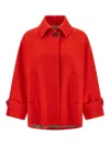 Alberto Biani Collared Neck Coat With Buttoned Cuffs And Front Pockets In Red