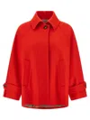 Alberto Biani Caban Coat With Monogram Viscose Lining In Red
