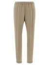 Alberto Biani Cadi Fabric Pants With Elastic Waistband In Gold