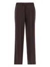 Alberto Biani Elastic Waistband Straight Leg Trousers With Side Pockets In Brown