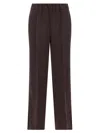Alberto Biani Elastic Waistband Straight Leg Trousers With Side Pockets In Burgundy