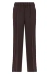 Alberto Biani Elastic Waistband Straight Leg Trousers With Side Pockets In Burgundy
