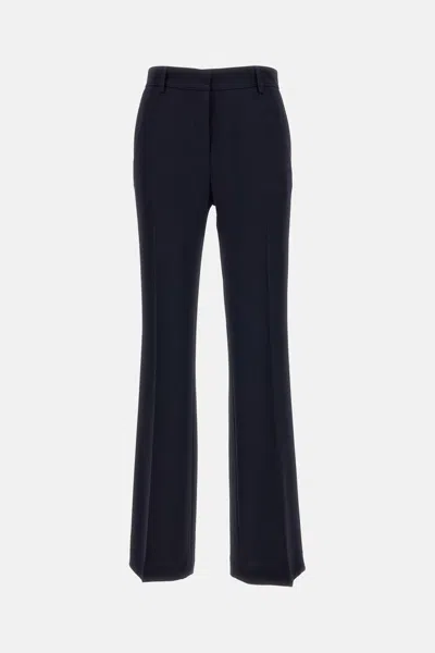 Alberto Biani Flared Black Cady Trousers With Tailored Silhouette