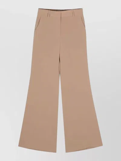 Alberto Biani Cady Trousers Flared Leg Tailored Cut In Brown