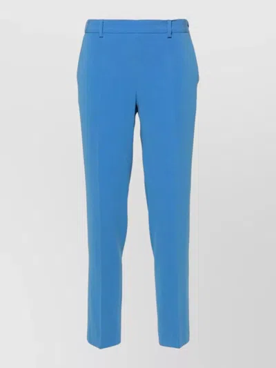 Alberto Biani Cady Trousers Tapered Leg Belt Loops In Blue