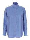 Alberto Biani Clear Blue Shirt With High Collar In Blue