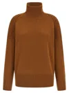 Alberto Biani Knitted Cashmere Sweater With High Neck In Brown