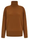 Alberto Biani Knitted Cashmere Sweater With High Neck In Brown