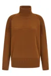 Alberto Biani Knitted Cashmere Sweater With High Neck In Brown