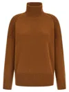Alberto Biani Knitted Cashmere Sweater With High Neck In Brown