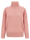 Alberto Biani Relaxed-fit Cashmere Sweater With High Neck In Pink