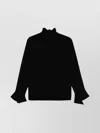 Alberto Biani Casual Flared Cuffs High Neck Top In Black