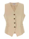 Alberto Biani Linen Viscose Vest In Neutral