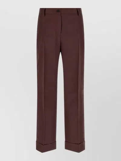 Alberto Biani Charlie Tailored Pants Cuffed Hem Belt Loops In Brown