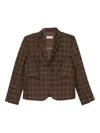 Alberto Biani Checked-pattern Blazer In Brown