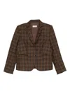 Alberto Biani Checked-pattern Blazer In Brown