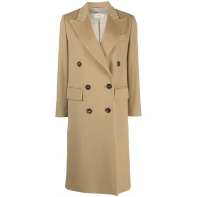 Alberto Biani Double-breasted Virgin-wool Coat In Brown