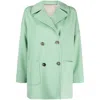 Alberto Biani Double-breasted Virgin Wool Coat In Green