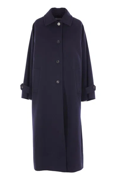 Alberto Biani Button-fastening Coat In Blue