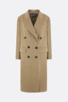 Alberto Biani Double-breasted Virgin-wool Coat In Kaki