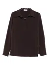 Alberto Biani Collared Long-sleeve Top In Brown