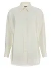Alberto Biani Comfort Fit Silk Shirt With Asymmetrical Hem In Neutral
