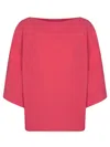 Alberto Biani Coral Red Cady Camellia Blouse In Pink