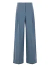 Alberto Biani Wide-leg Trousers In Cotton In Blue