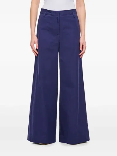 Alberto Biani High-waisted Wide-leg Trousers With Belt Loops And Welt Pockets In Blue