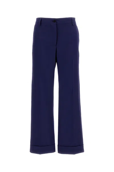 Alberto Biani Cotton Wide-leg Trousers With Tailored Fit In Blue