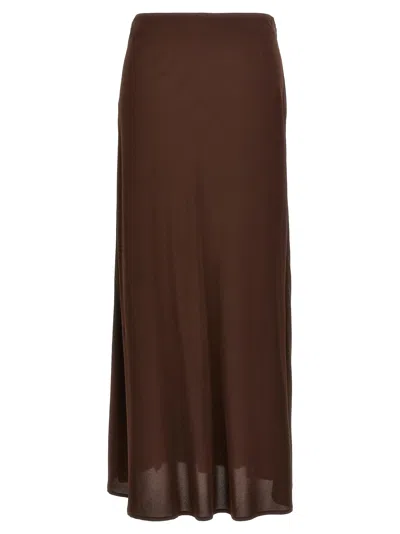 Alberto Biani Crepe Georgette Skirt In Brown