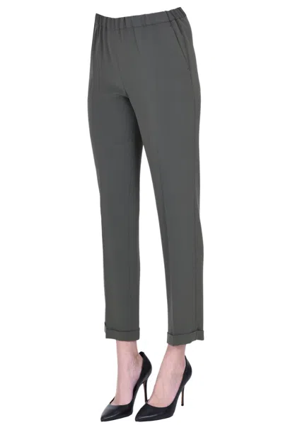 Alberto Biani Crepè Trousers In Olive Green