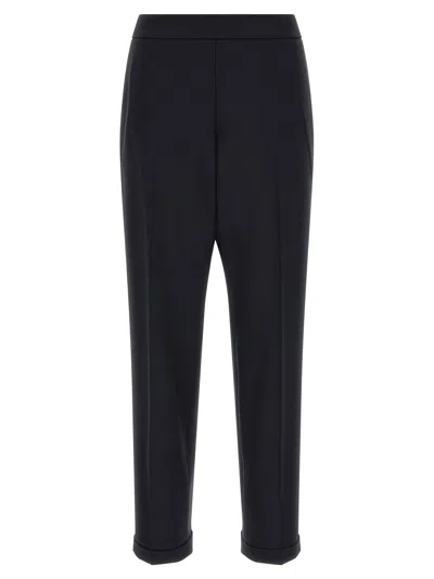 Alberto Biani Cropped Wool-blend Trousers In Black