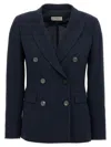Alberto Biani Dark Blue Double-breasted Blazer In Dark Blue