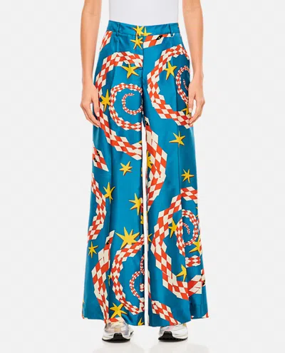 Alberto Biani Dark Blue Printed Pants
