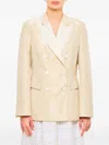Alberto Biani Beige Double-breasted Jacket With Flap Pockets And Shiny Finish In Neutral