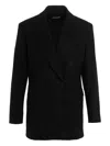 Alberto Biani Wool Double Breast Blazer Jacket In Black