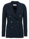 Alberto Biani Dark Blue Double-breasted Blazer In Blue
