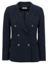 Alberto Biani Dark Blue Double-breasted Blazer In Blue