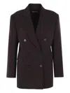 Alberto Biani Double-breasted Blazer In Brown